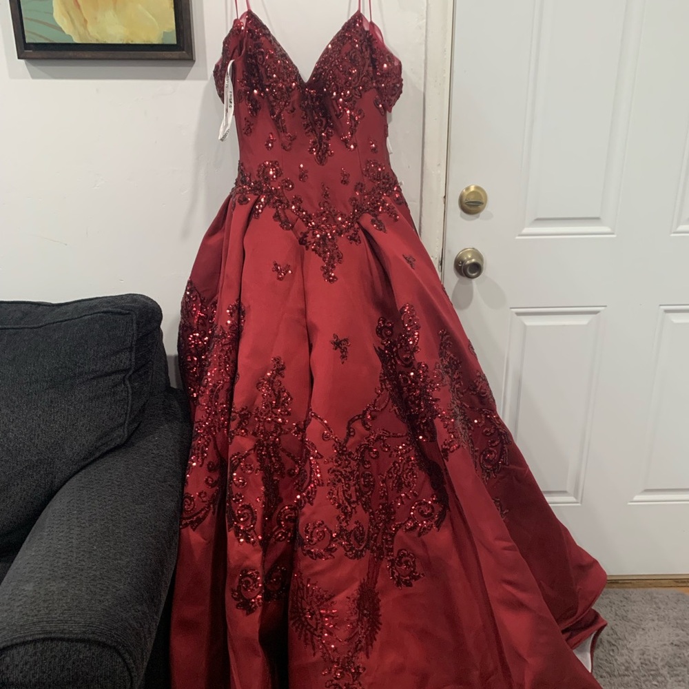 Wine quinceañera off the shoulder dress NEW